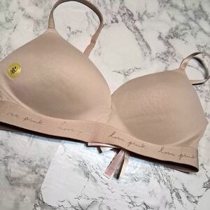 🎊PINK Victoria's Secret Nude Bra with Love Pink Band